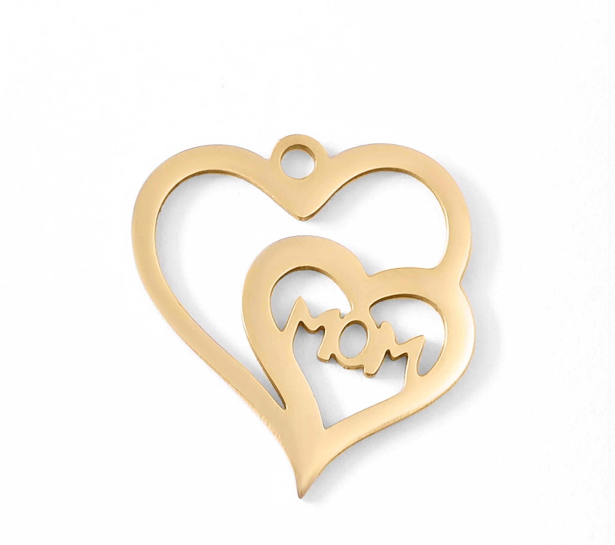 Double Heart Mom Charm