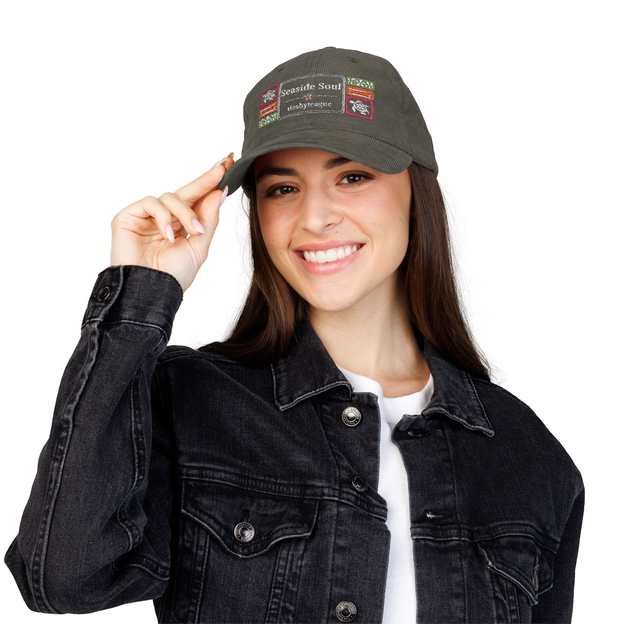 Embroidered Surfer Corduroy Cap
