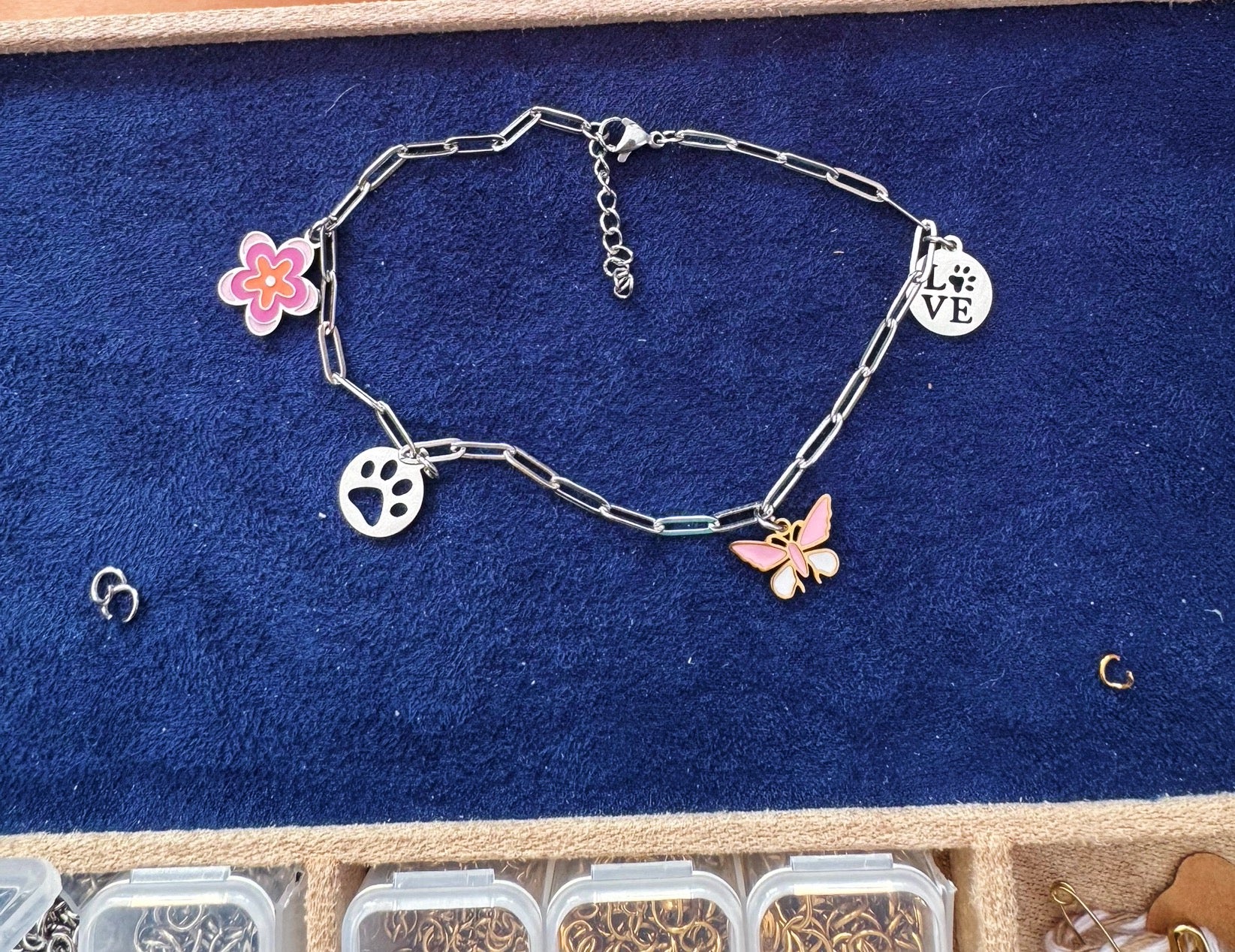 White & Pink Butterfly Charm