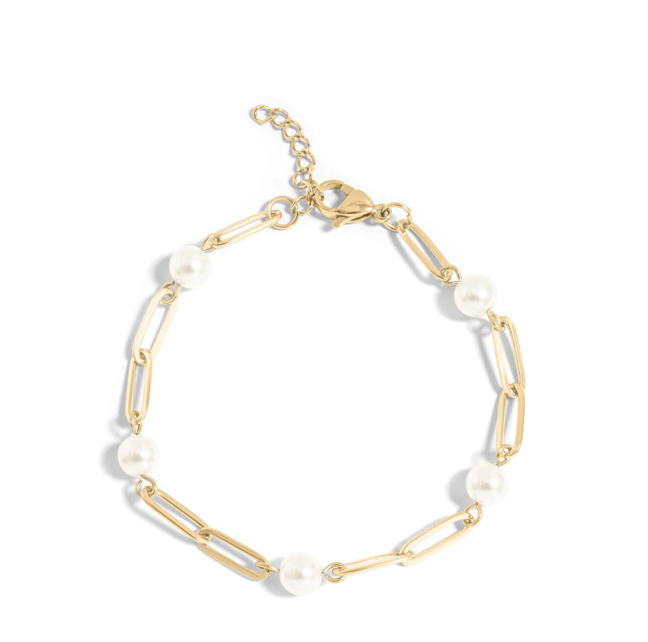 Paperclip & Pearls Bracelet