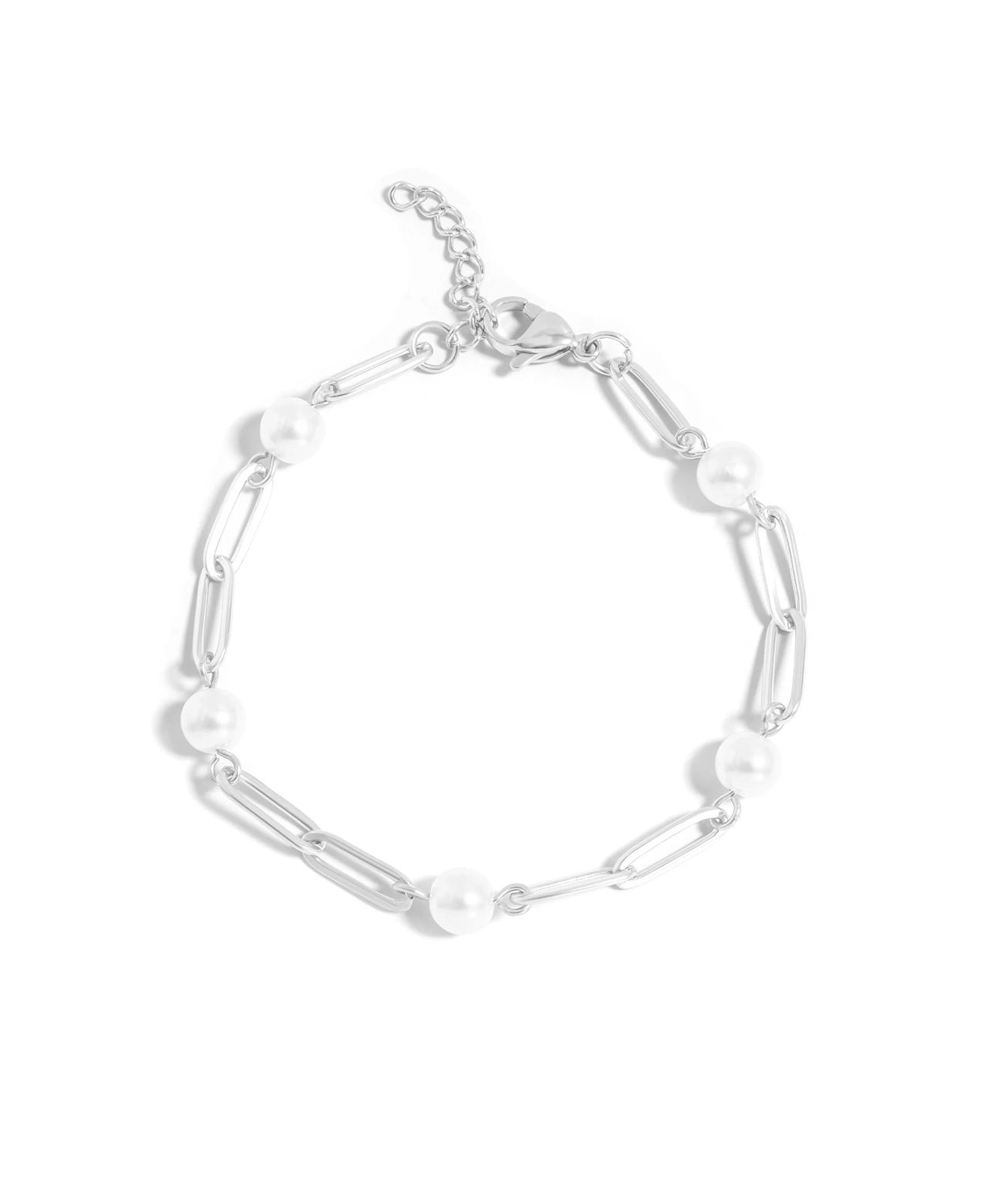 Paperclip & Pearls Bracelet
