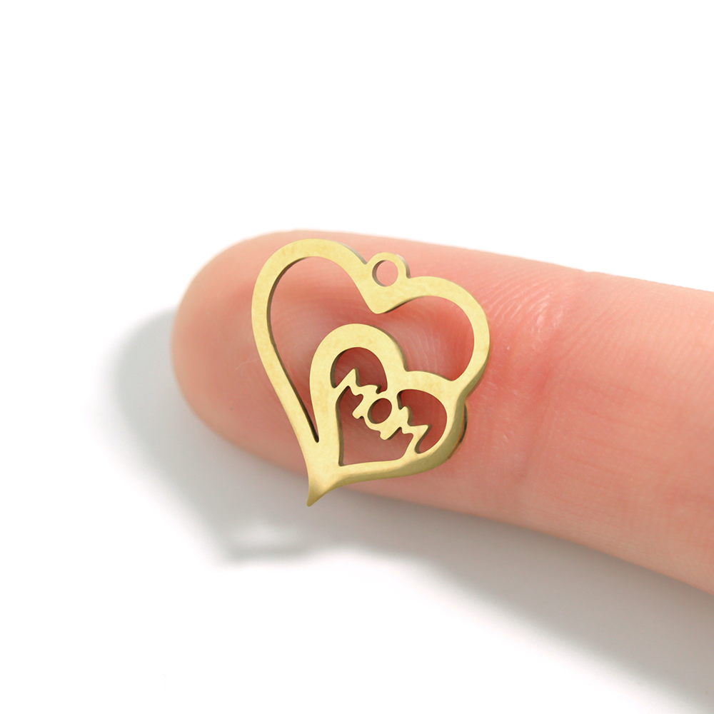 Double Heart Mom Charm