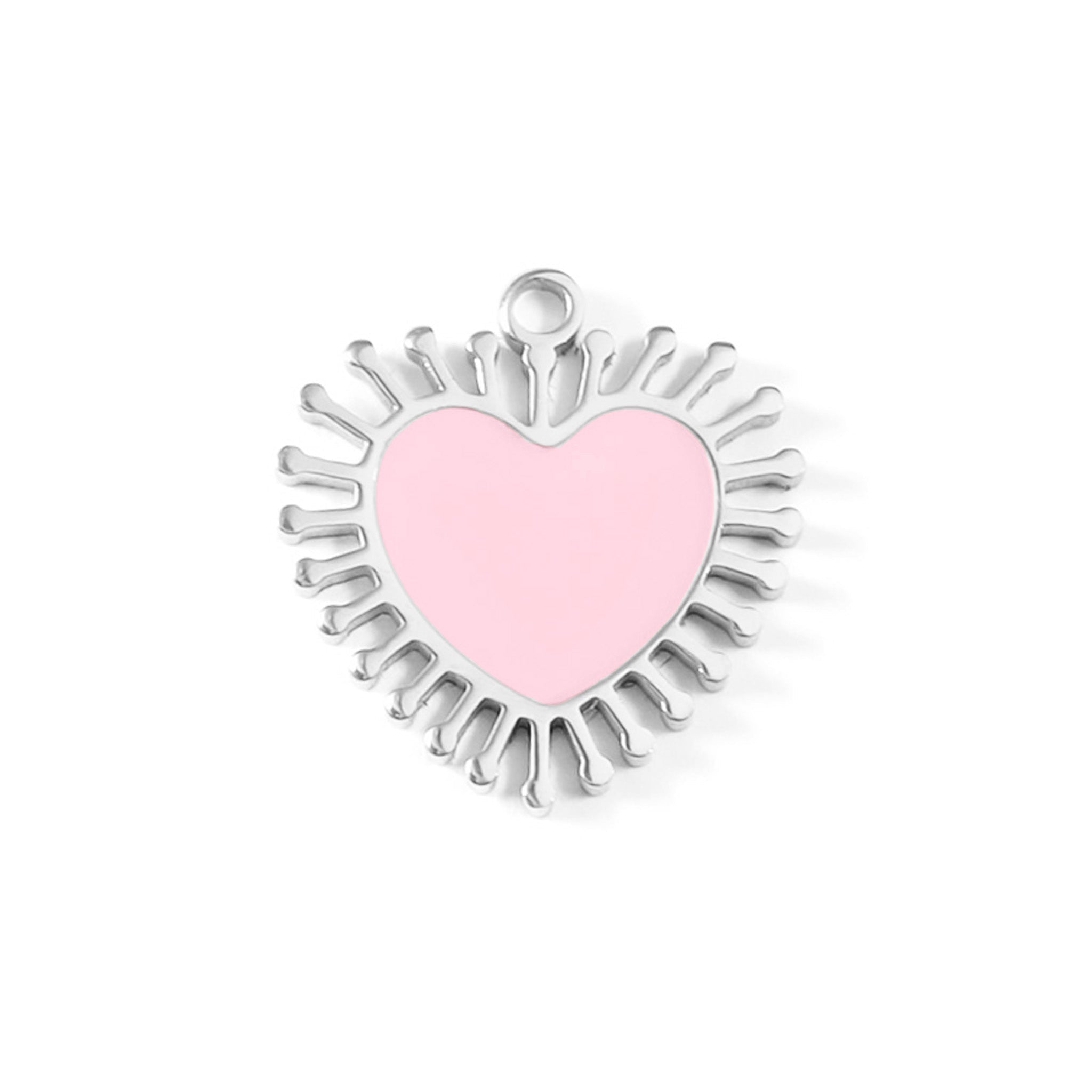 Pink Ray Heart Charm