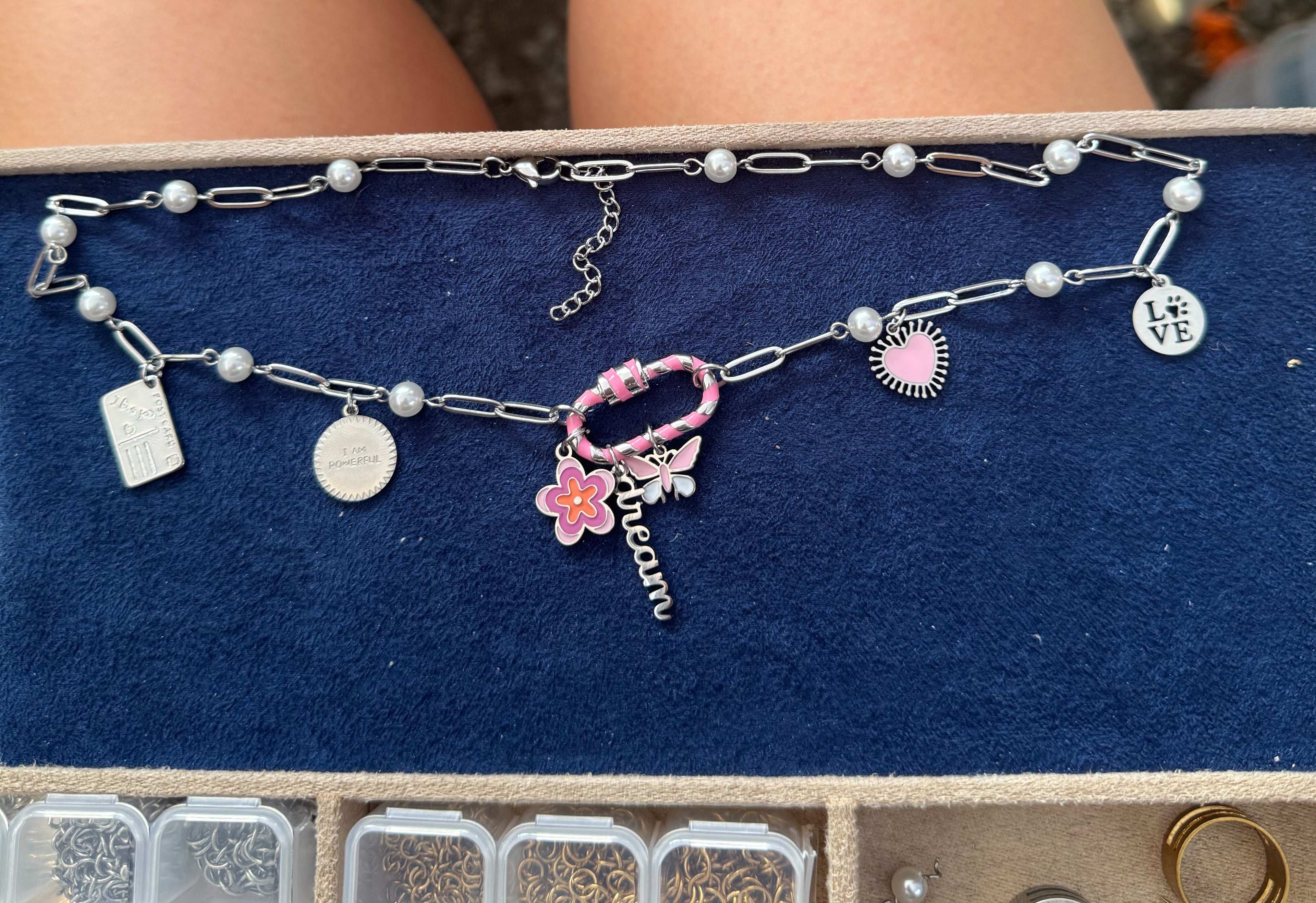 White & Pink Butterfly Charm