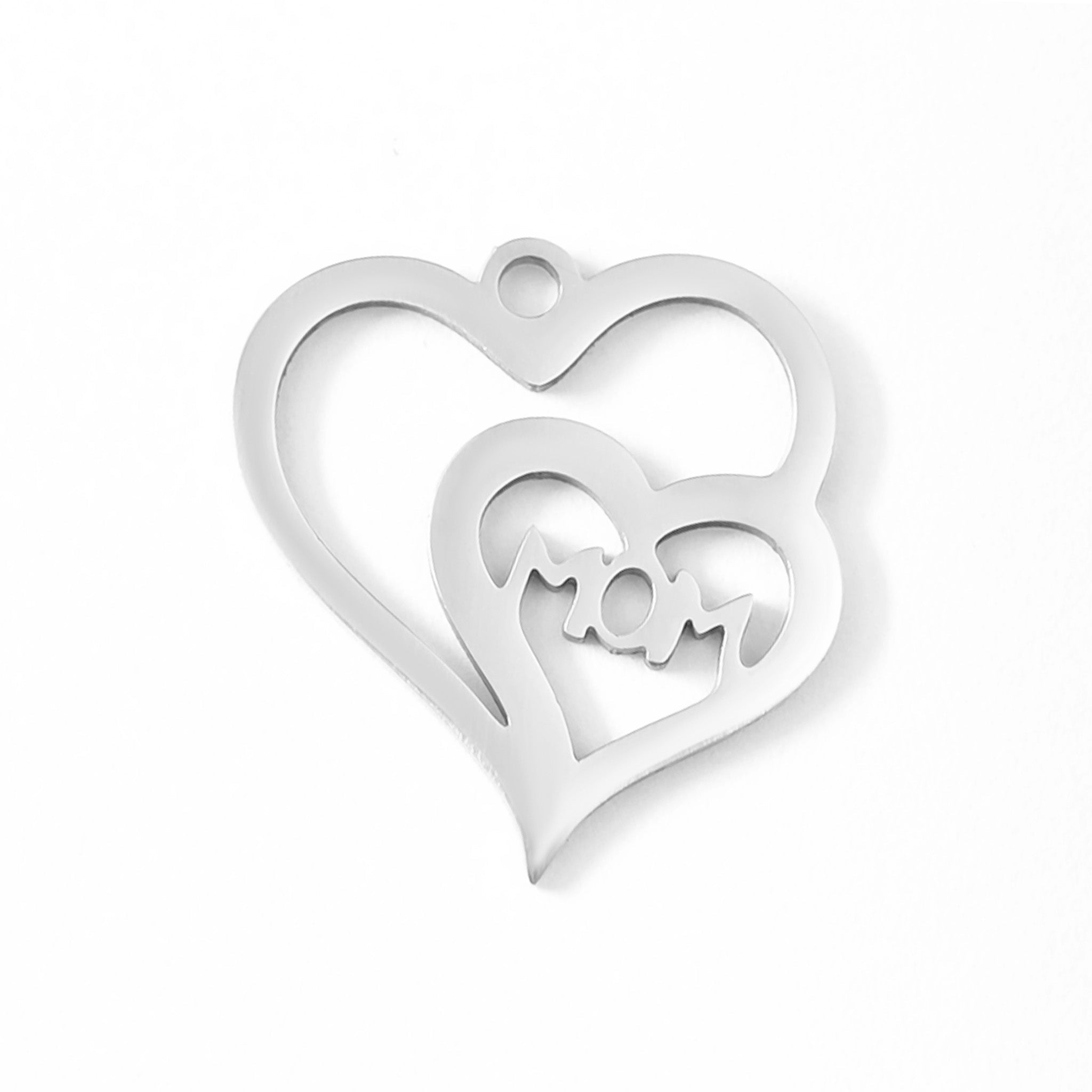 Double Heart Mom Charm
