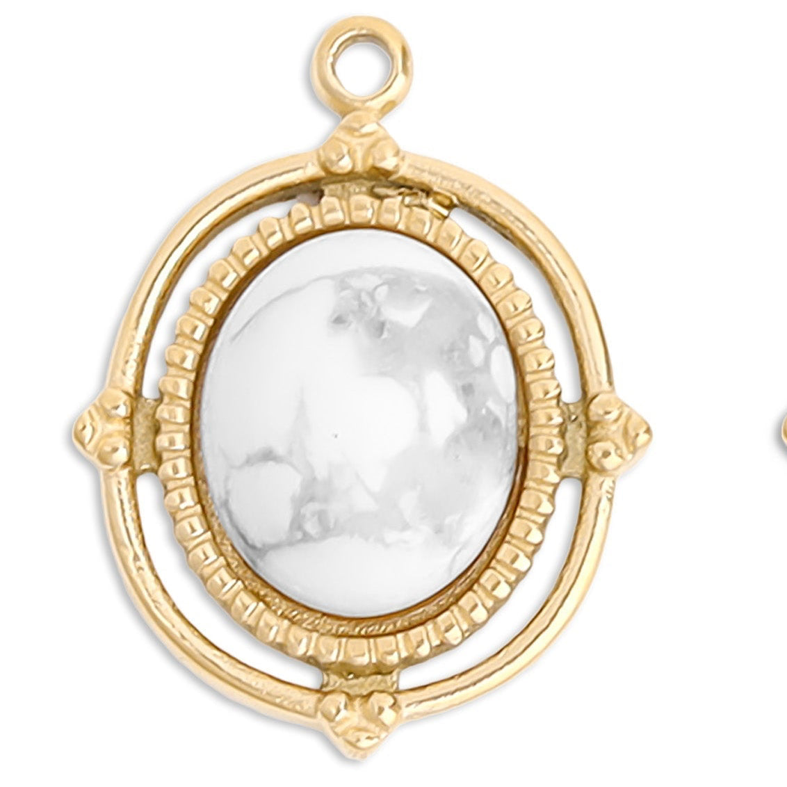Oval Howlite Stone Charm