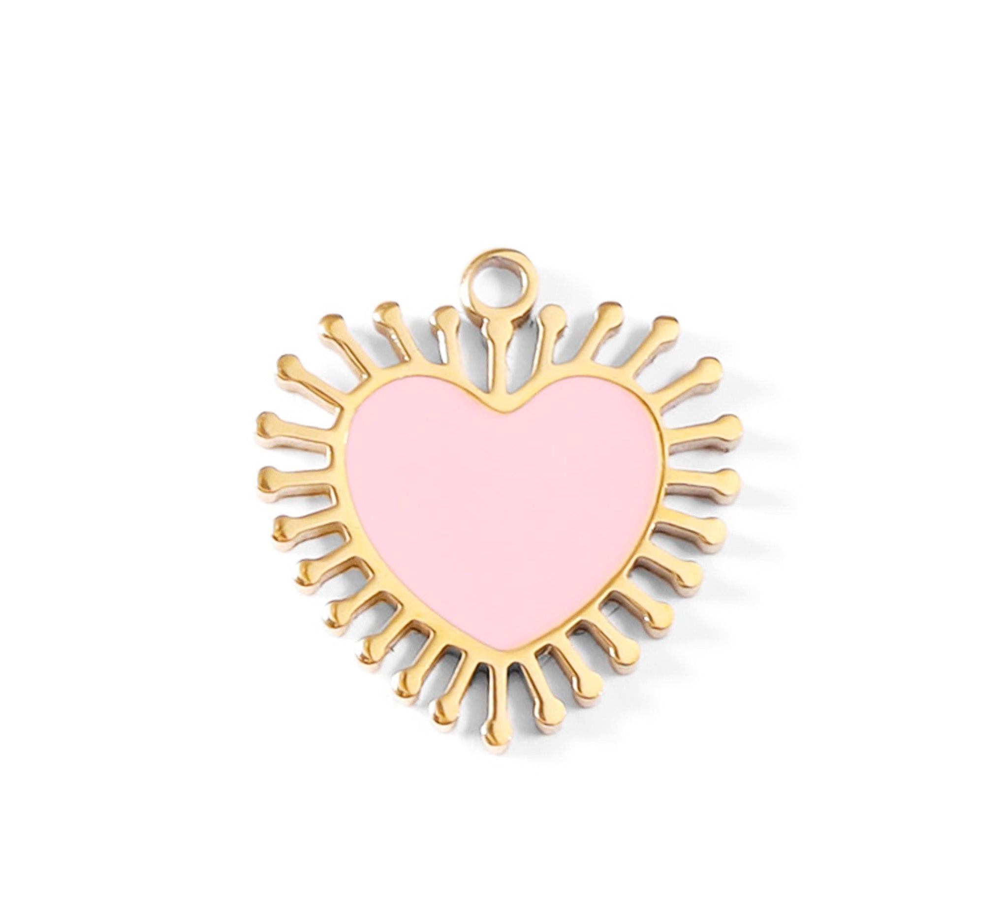 Pink Ray Heart Charm