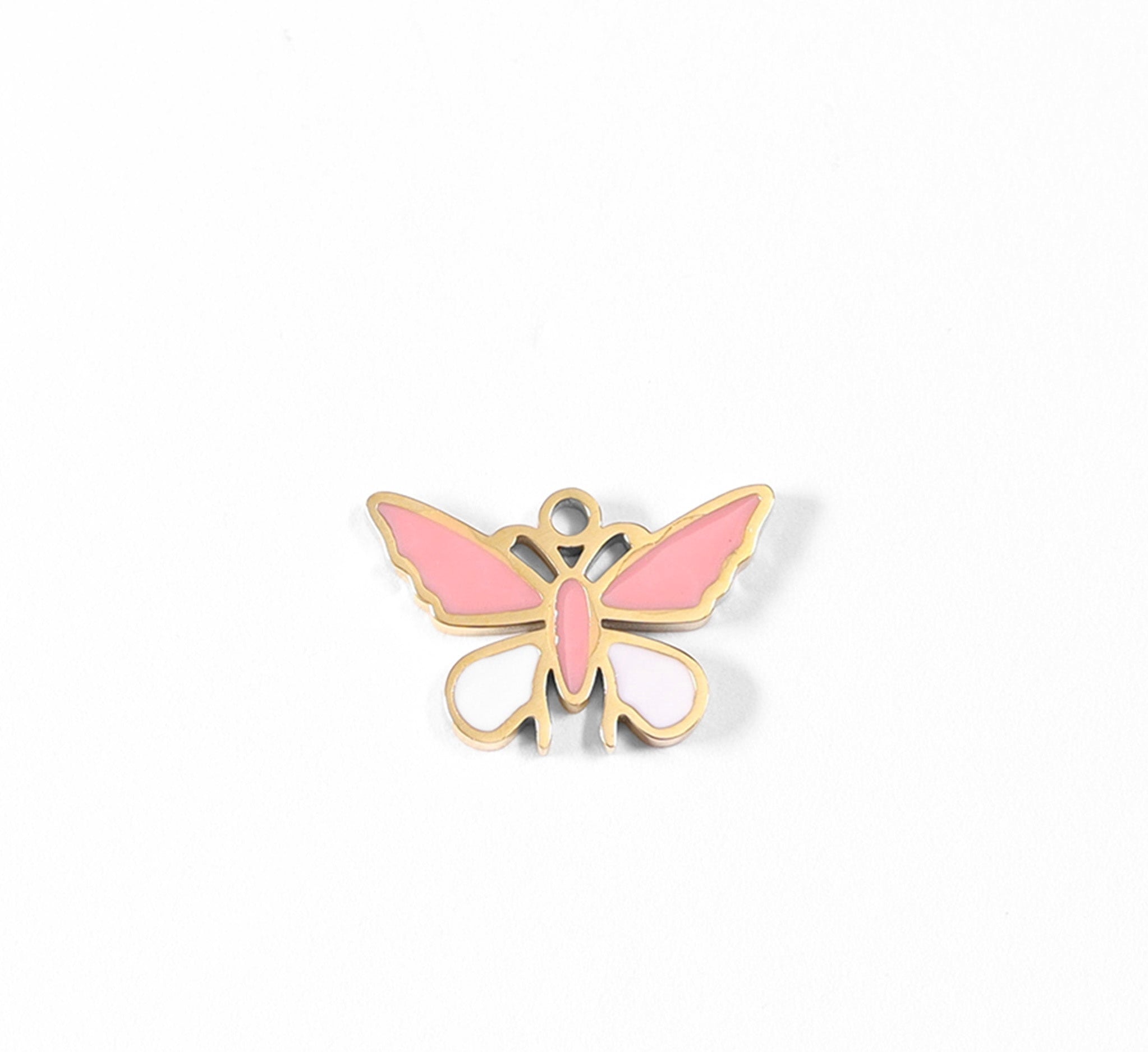 White & Pink Butterfly Charm