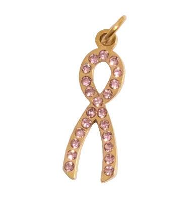 Diamond Breast Cancer Awareness Ribbon Charm