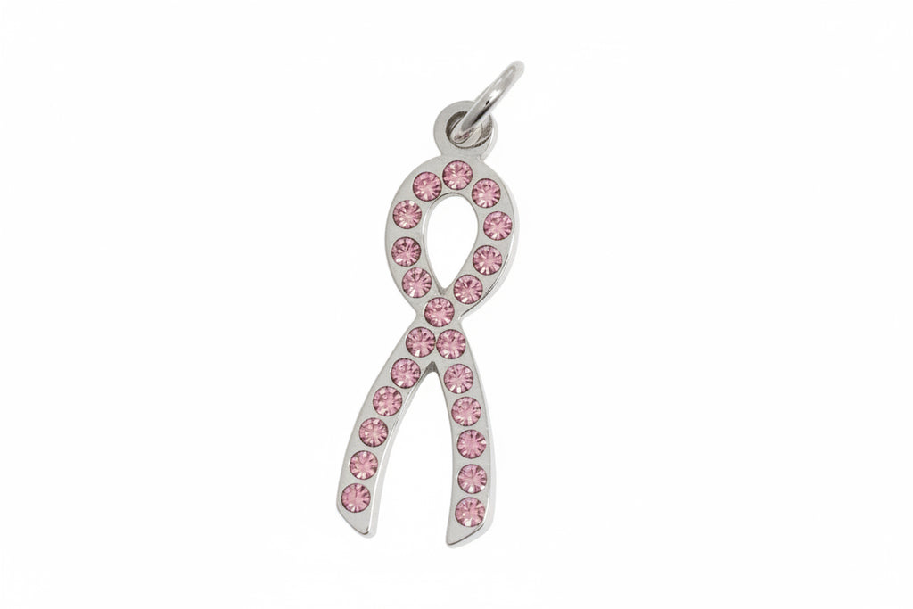Diamond Breast Cancer Awareness Ribbon Charm