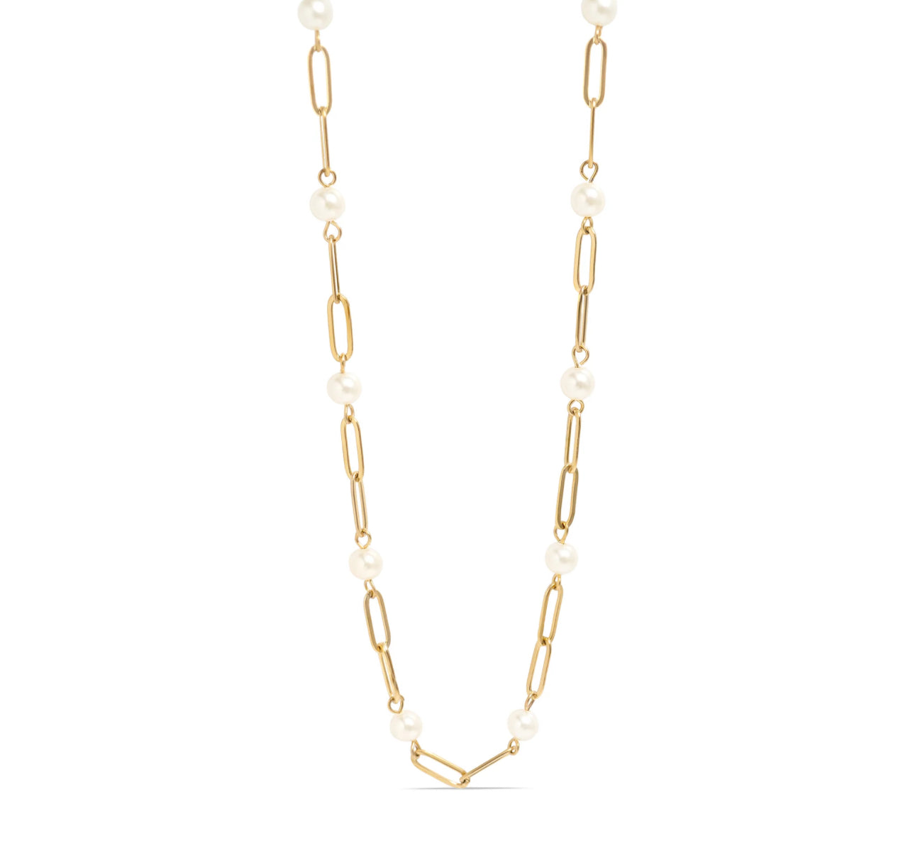 Paperclip & Pearls Necklace