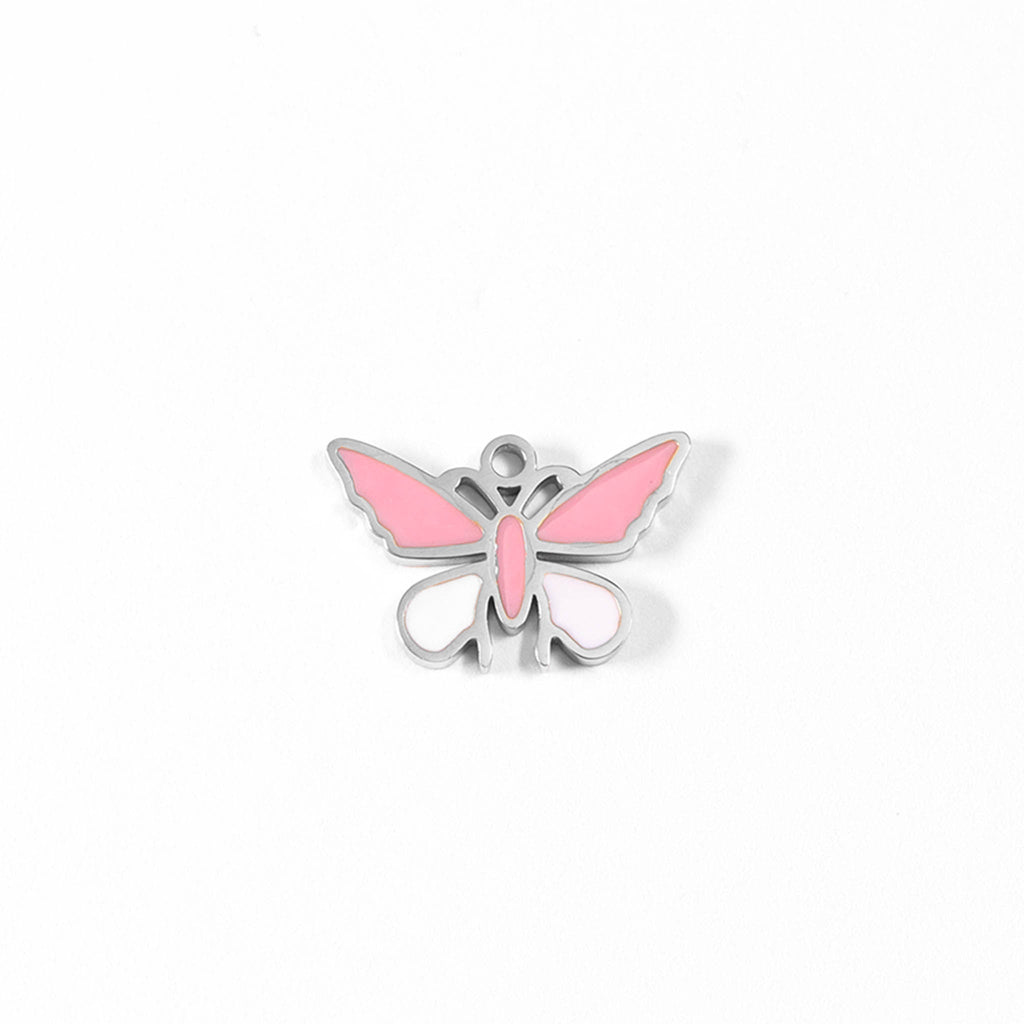 White & Pink Butterfly Charm