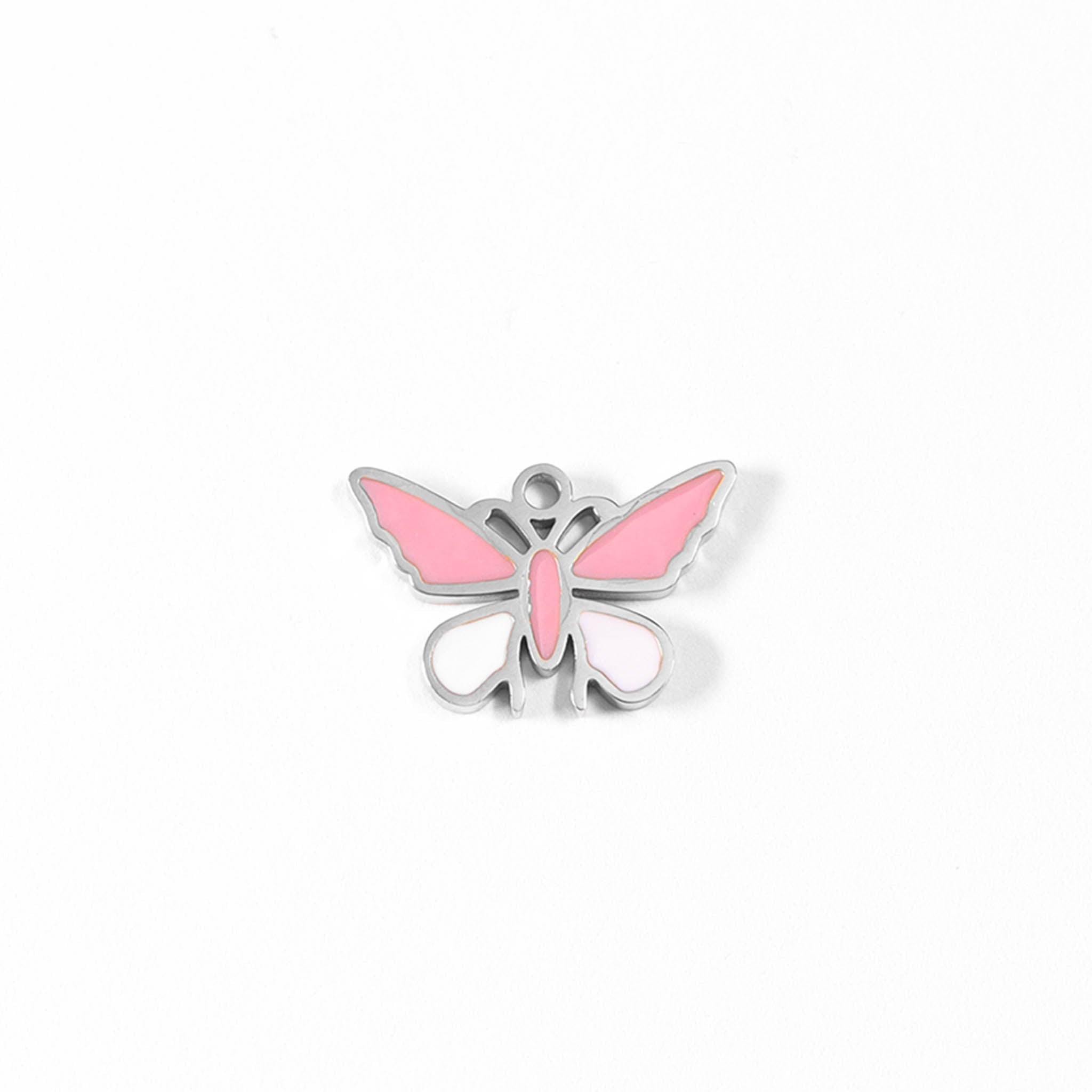 White & Pink Butterfly Charm
