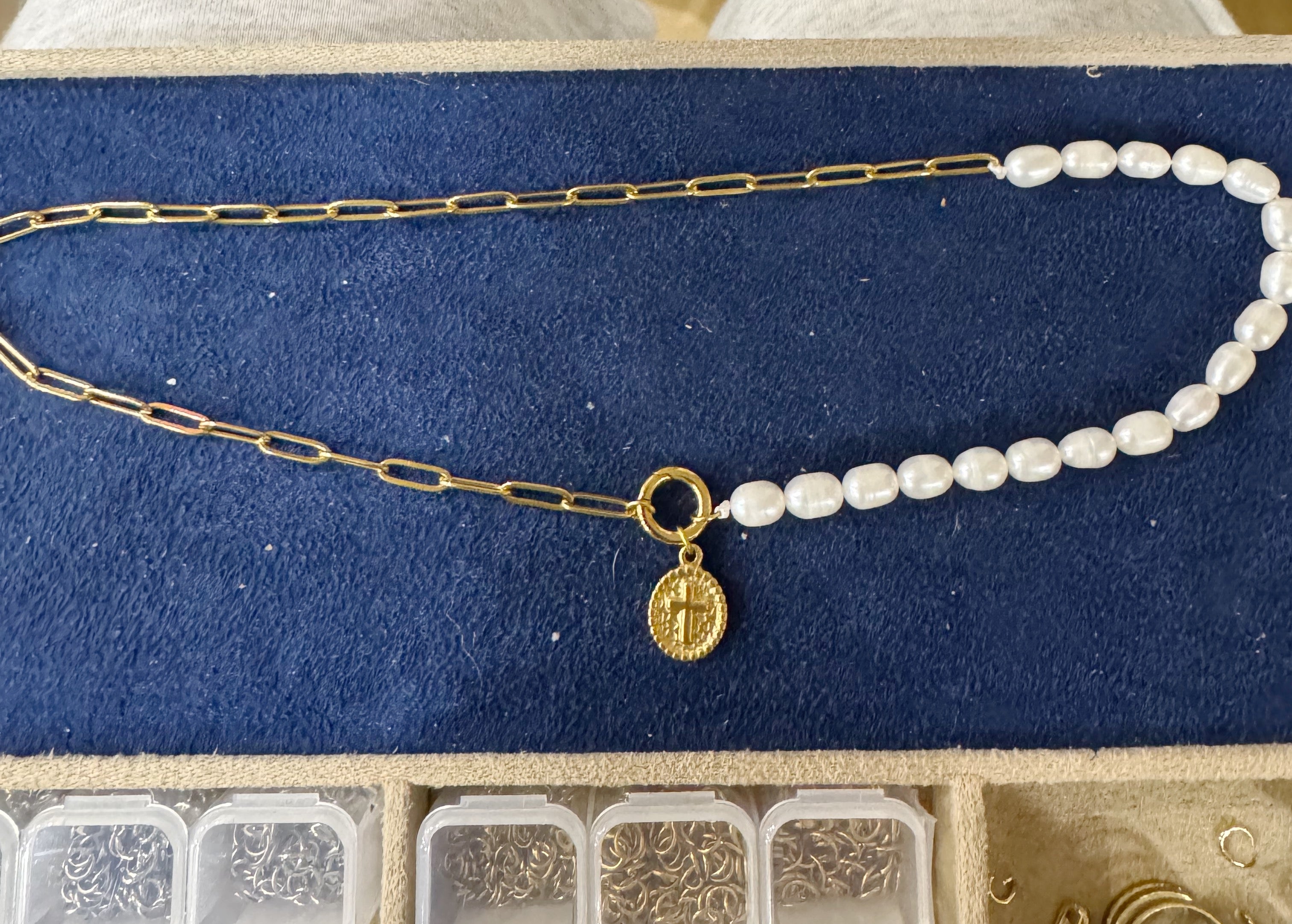 1/2 Paperclip & 1/2 Pearl Necklace