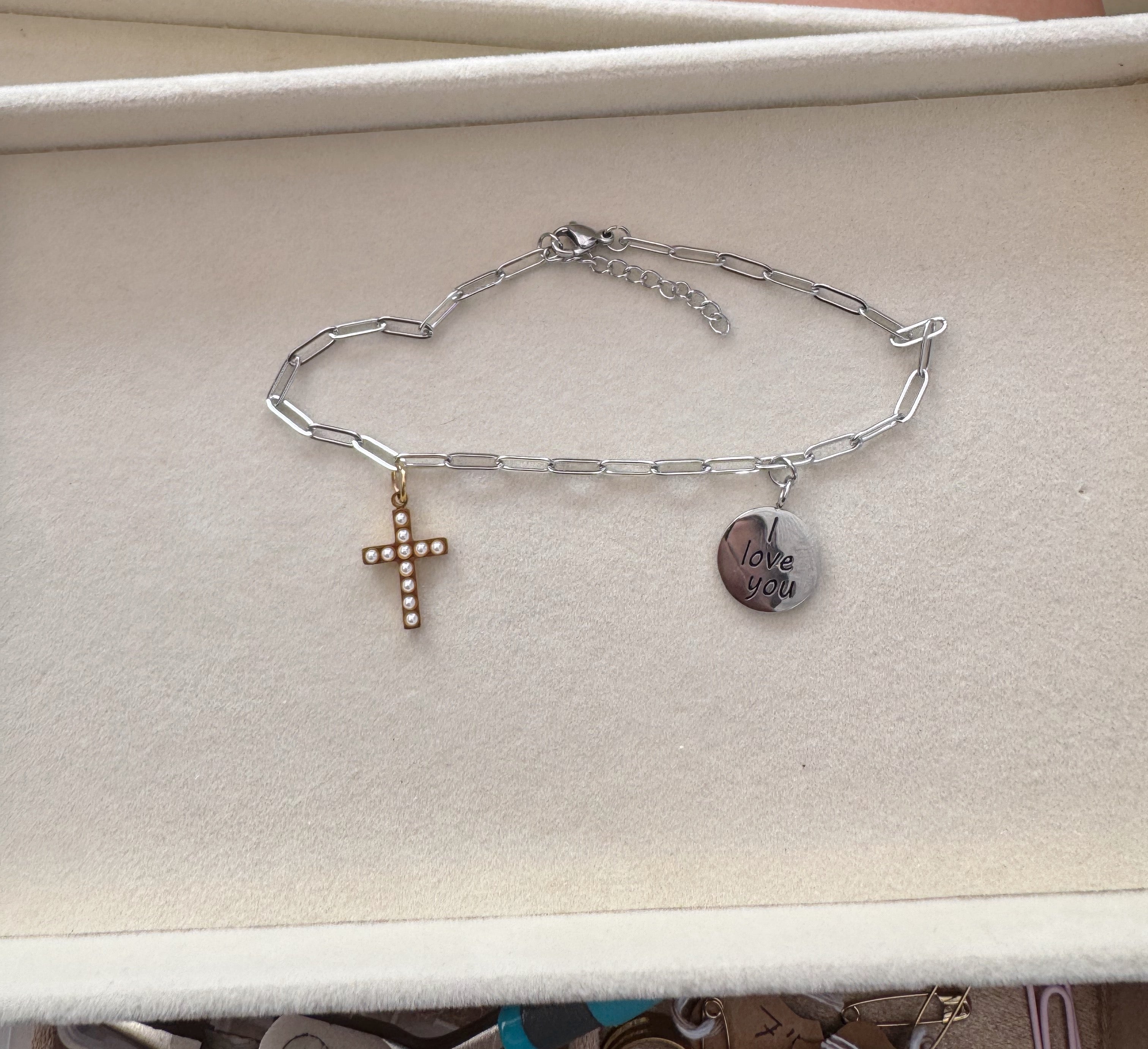 Pearl Cross Charm