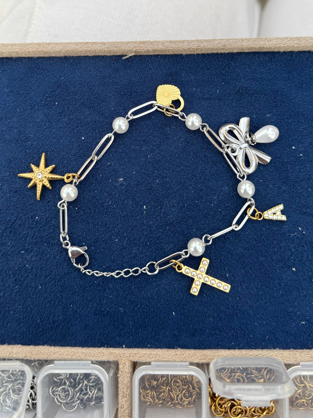 Paperclip & Pearls Bracelet